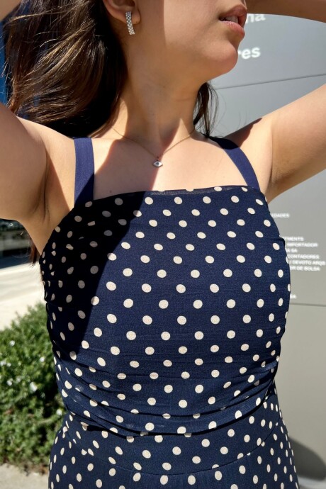 Top Sabrina Lunares Azul Marino