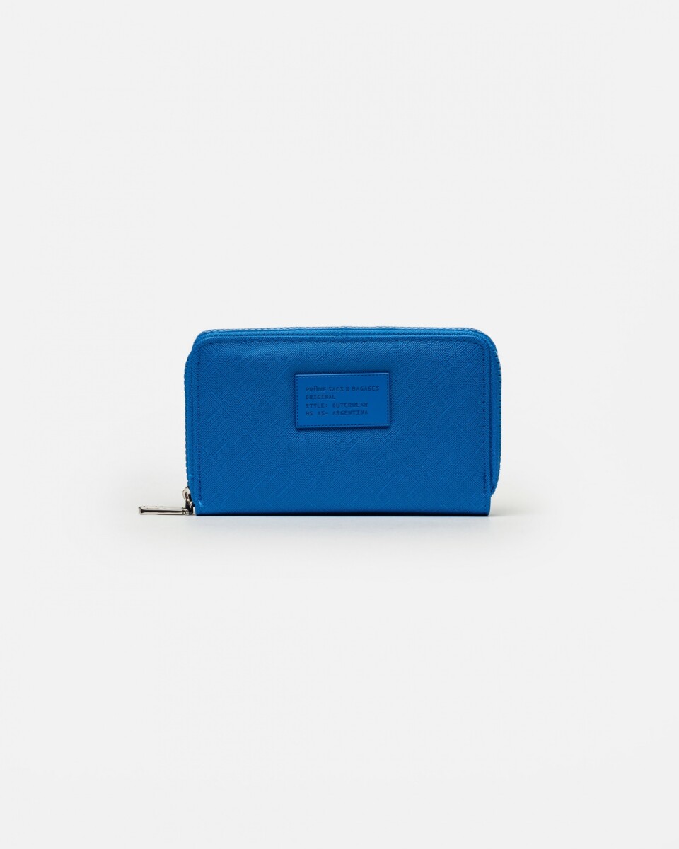 Billetera Penny en efecto cuero saffiano - Azul 