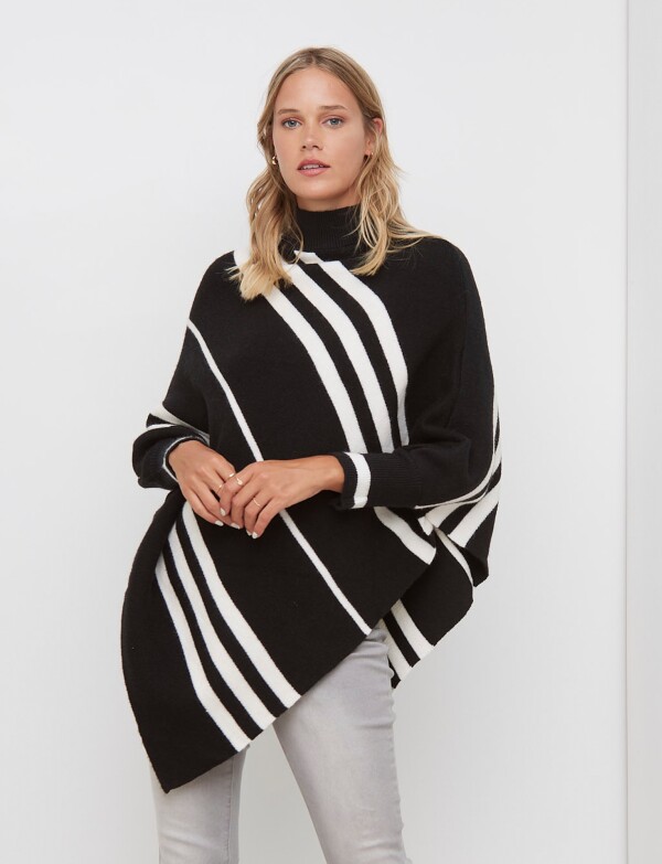 Poncho Lineas NEGRO/BLANCO