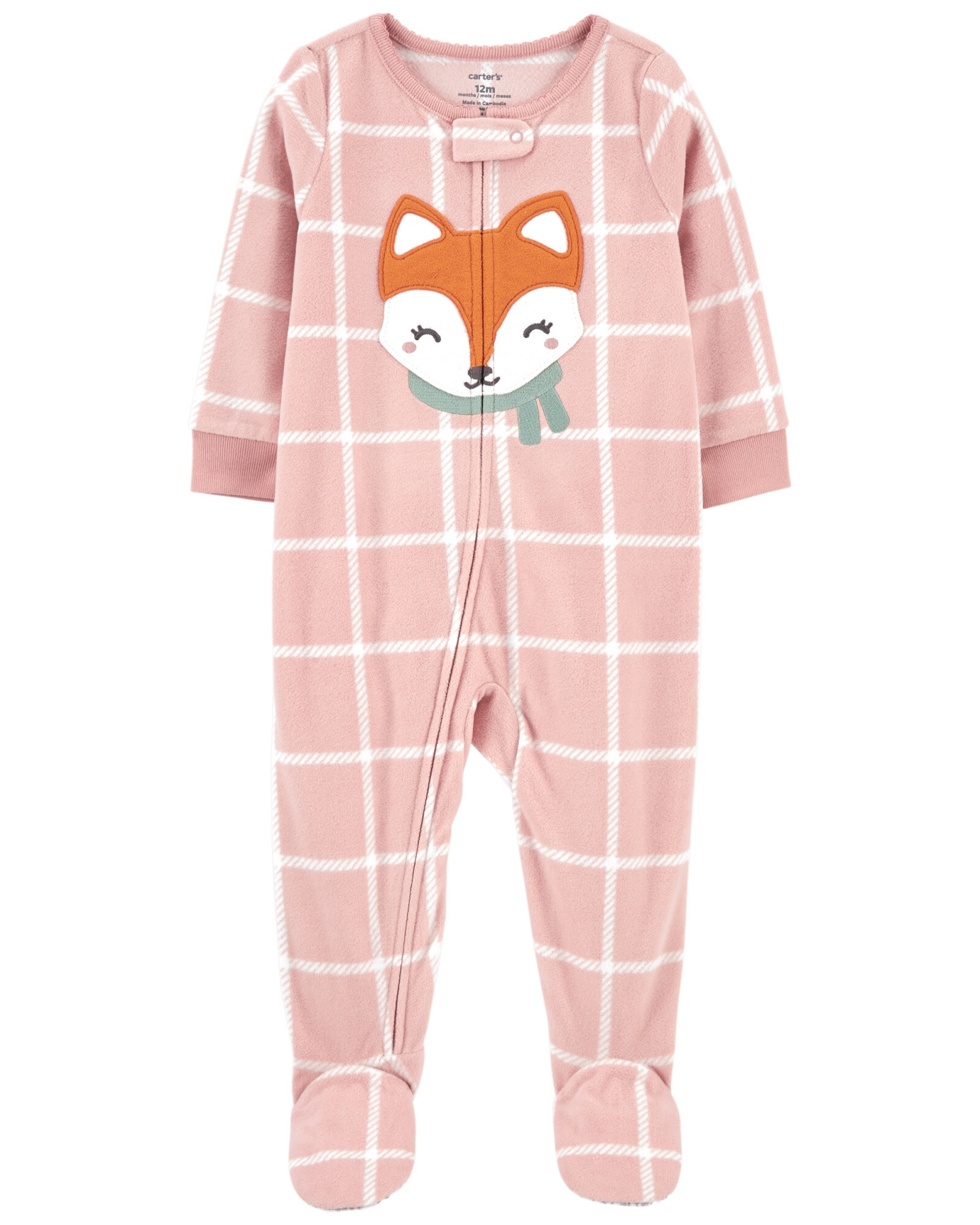 Pijama una pieza de micropolar, con pie, estampa zorro Pijama una pieza de micropolar, con pie, estampa zorro
