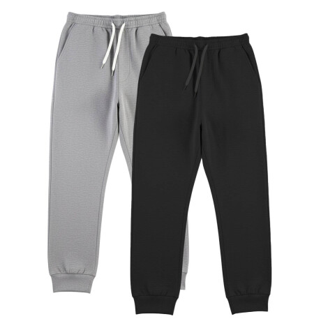 Set X2 Pantalón Deportivo Uzspace Algodón Jogging Negro Gris