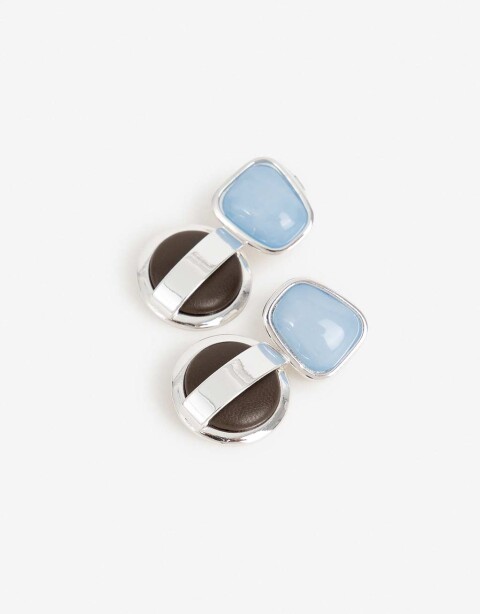 Aros Clips Color Aros Cortos Clip Resina Y Cuerina - Plateado Niquel
