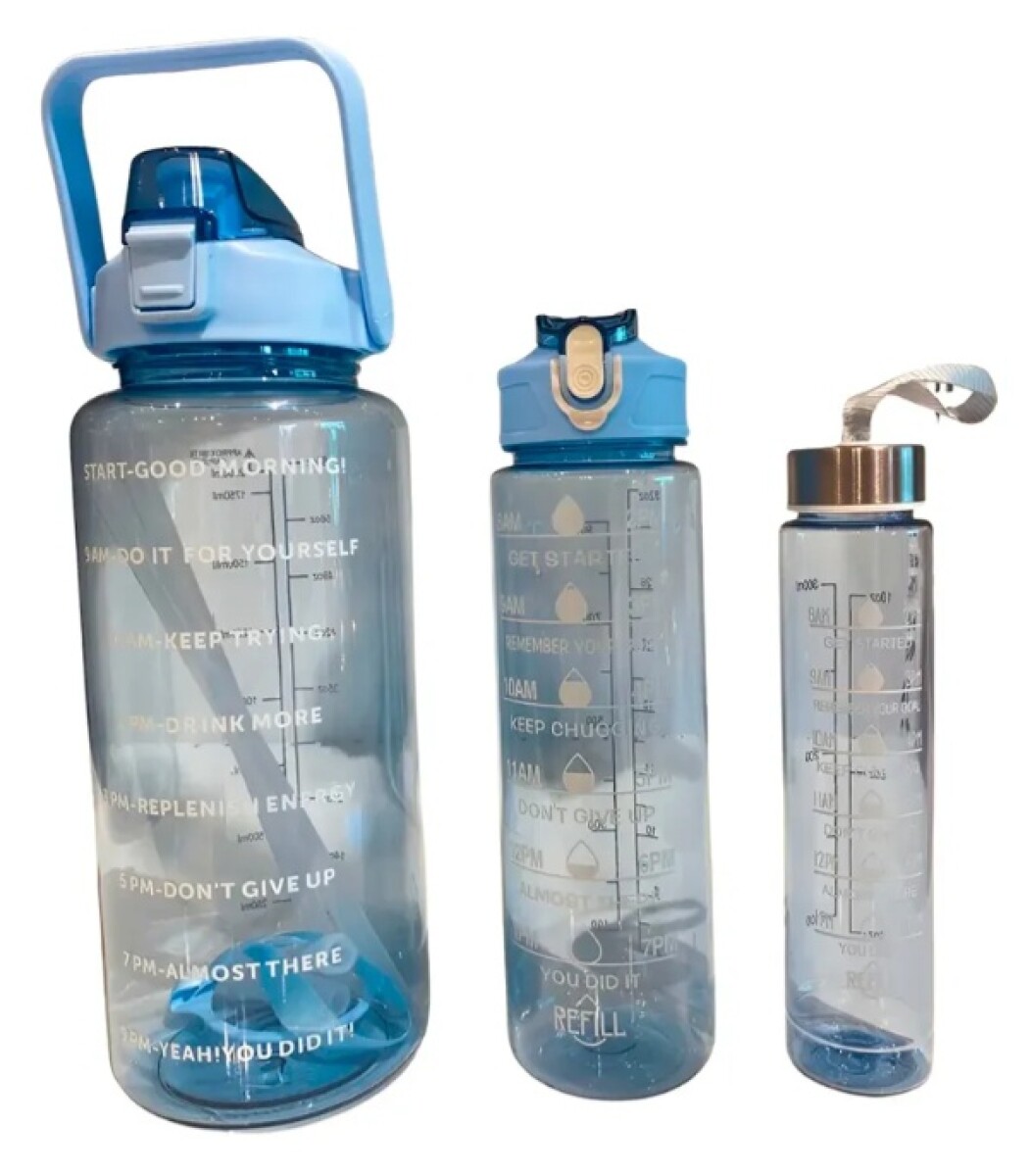 Set 3 Botellas Caramañola Deportivas Motivacionales 