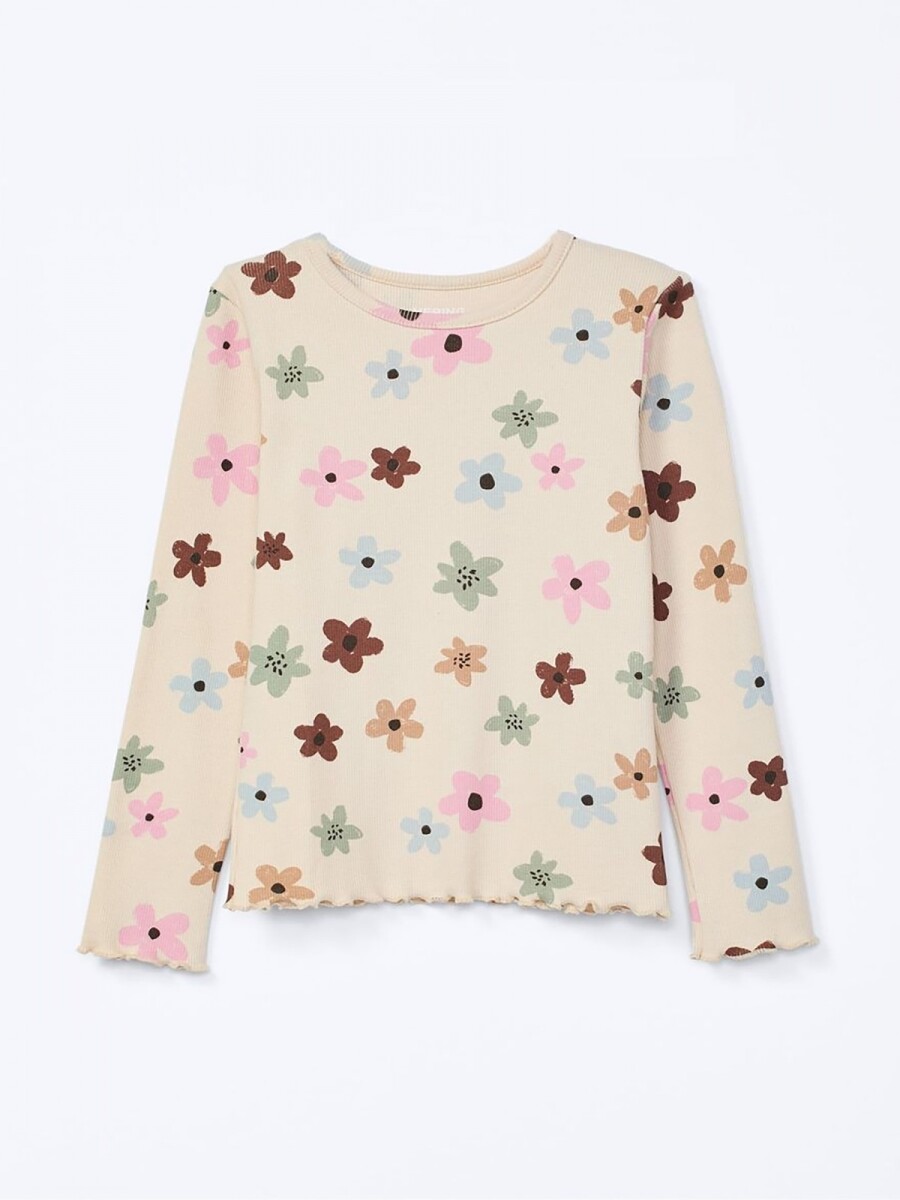 BLUSA INFANTIL MANGA LARGA ESTAMPADA - BEIGE 