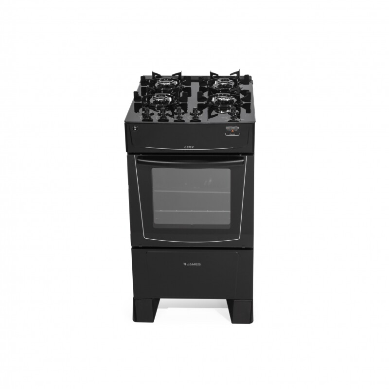 Cocina A Gas James 4 Hornallas Con Mesada De Vidrio Negra C 690 V Cocina A Gas James 4 Hornallas Con Mesada De Vidrio Negra C 690 V