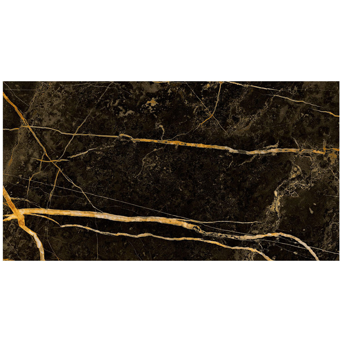 Semi Gres Negro Marquina Vetas Doradas 63X120Cm Piso 