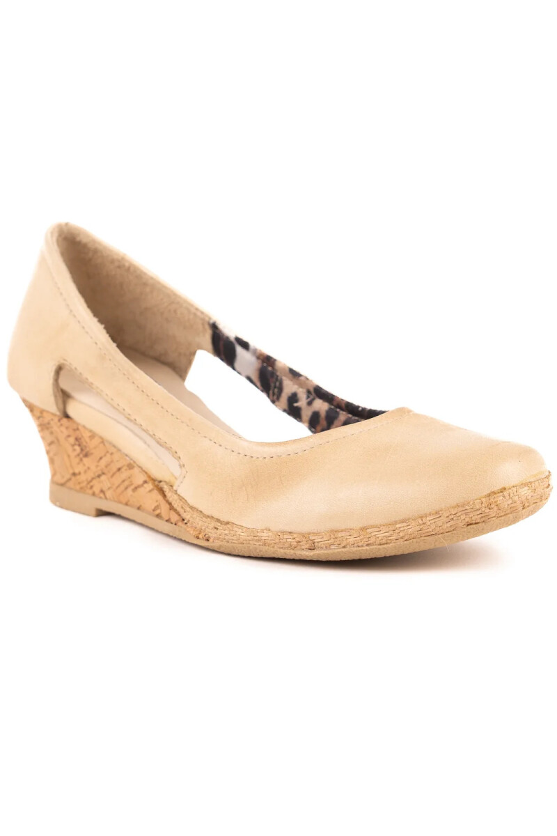 Zapato Taco Corrido Cuero Natural