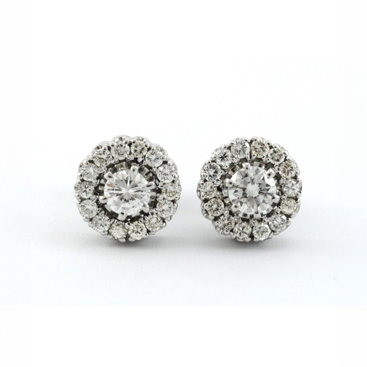 Caravanas Oro Blanco 18K Con Brillantes 