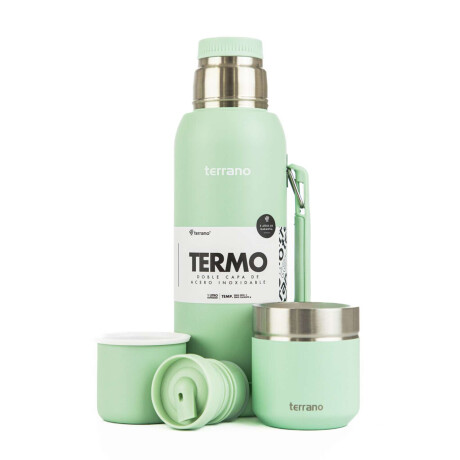 Kit Termo 1 LT Con Base De Silicona + Mate folkie Verde Agua