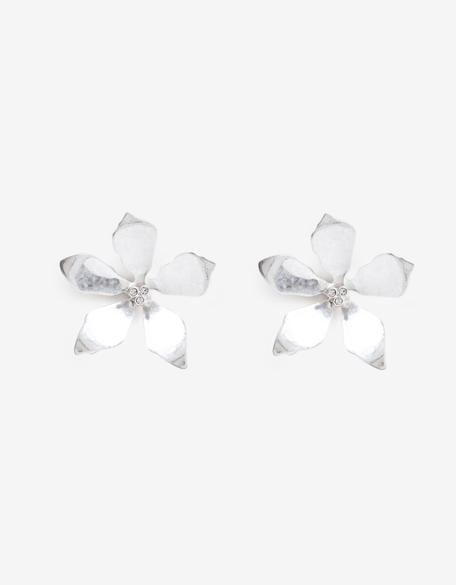 Aros Pasantes Maxi Flor Metal Worn Silver 