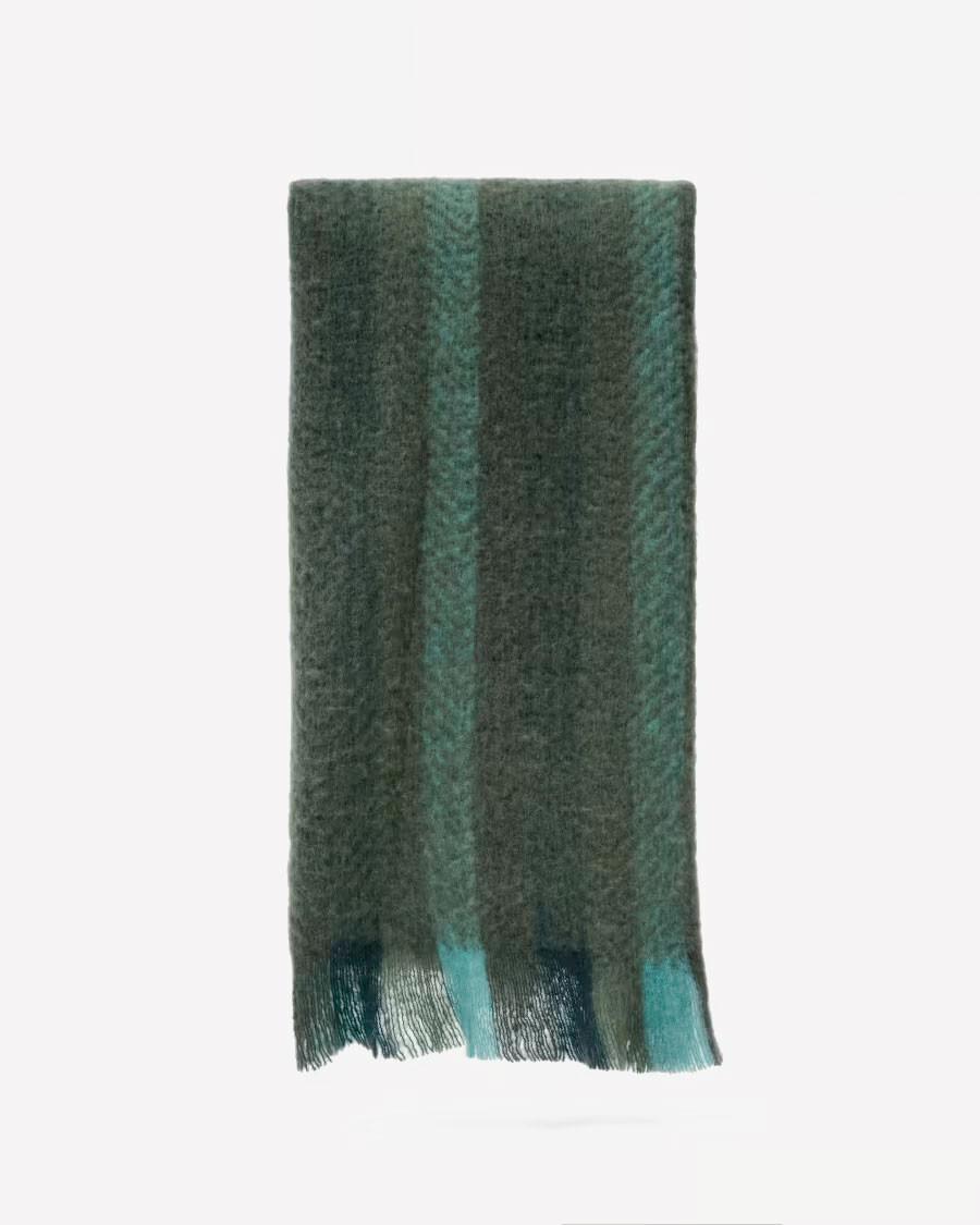 Manta Vilo mezcla de lana de rayas verde 130 x 170 cm Manta Vilo mezcla de lana de rayas verde 130 x 170 cm