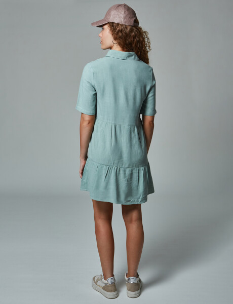 Vestido lino verde musgo