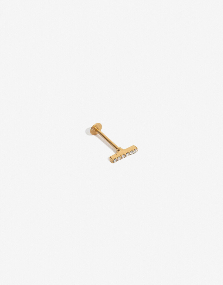 Bijouterie Vs Strass Piercing De Titanio Con Strass - Dorado