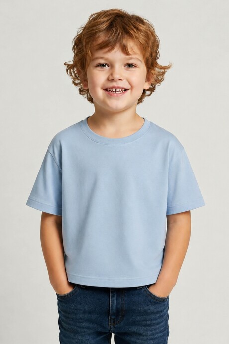 Remera Básica Infantil en Algodón Celeste