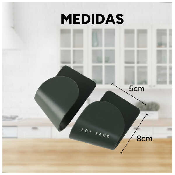 Soporte Organizador Para 2 Tapas de Olla Adhesivo Pared Color Verde