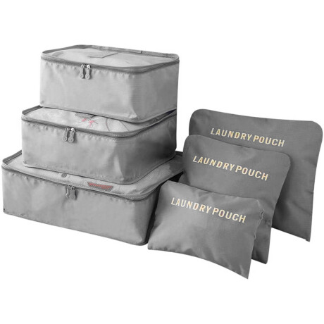 Set x6 Organizador de Valija Mochila Equipaje Viaje Gris