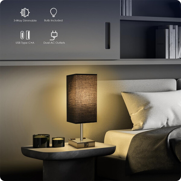 Lámpara de Mesa Touch IMBACK IBK-ILU013 | Con USB-C, USB-A y Enchufes | Moderna y Funcional Negro Lámpara de Mesa Touch IMBACK IBK-ILU013 | Con USB-C, USB-A y Enchufes | Moderna y Funcional Negro