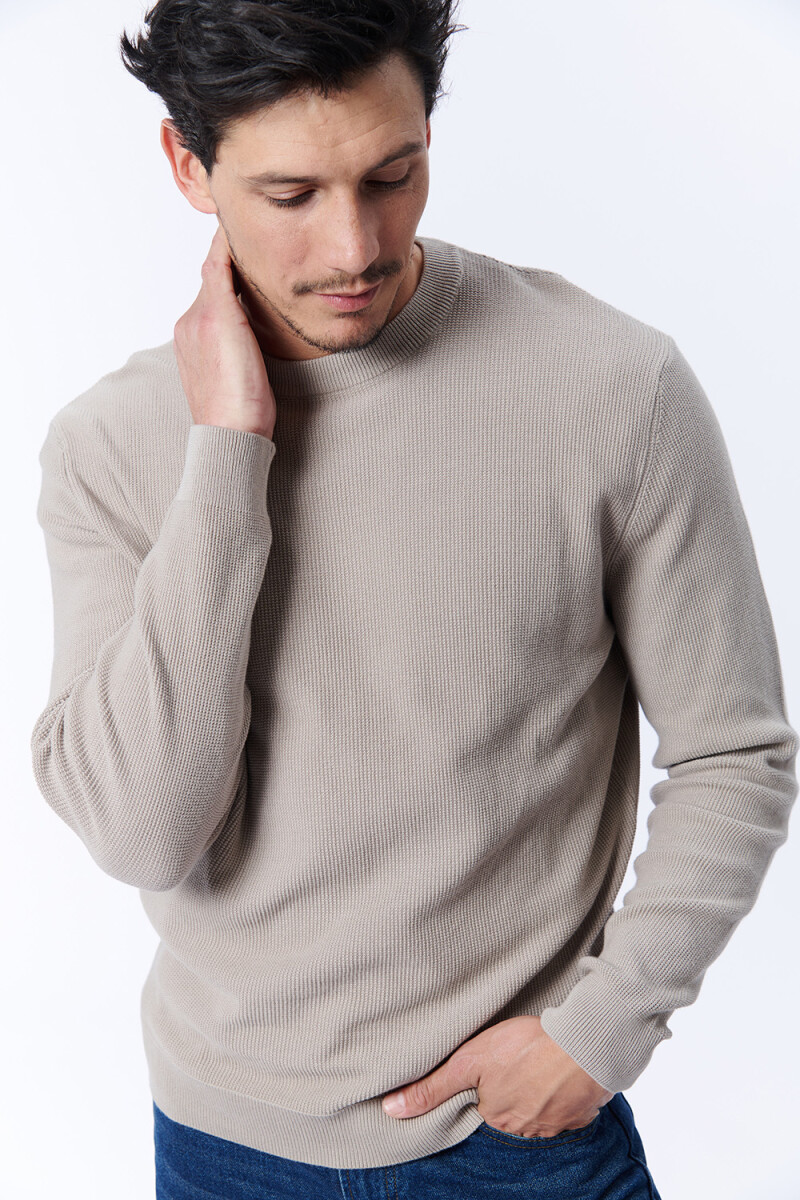 Buzo punto textura Taupe