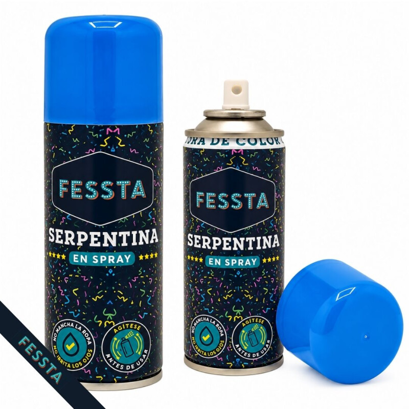 Serpentina de Colores en Spray Fessta 250ml Azul