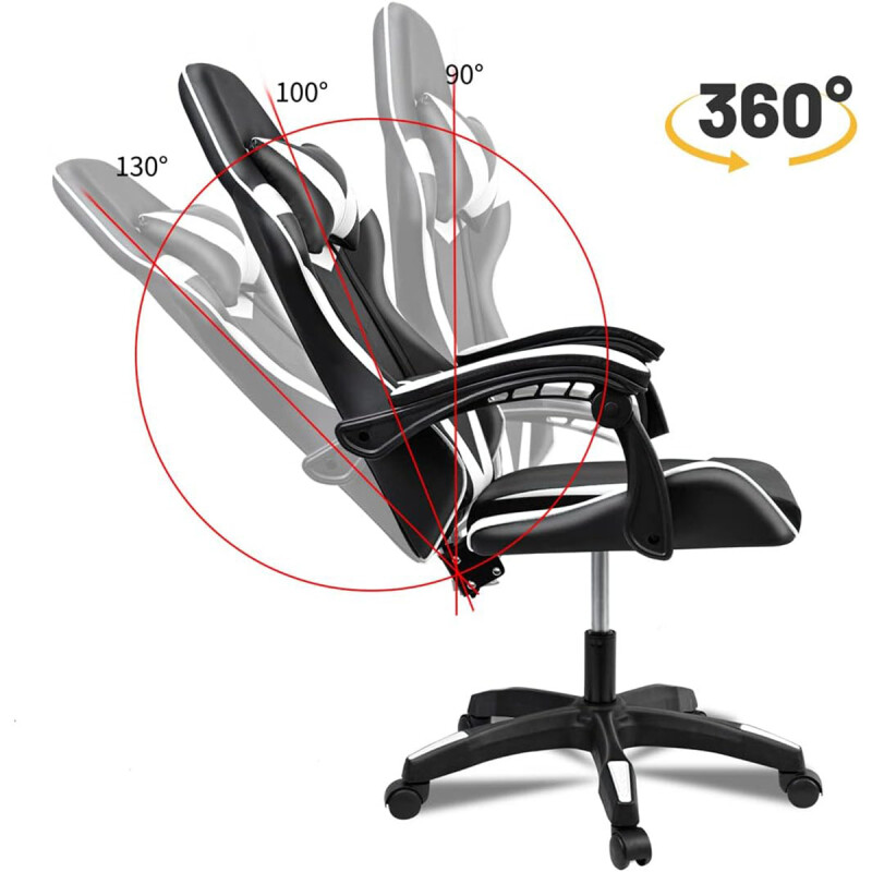 Silla gamer giratoria NEGRO Y BLANCO