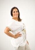 Blusa con nudo estampada con dorado Blanca