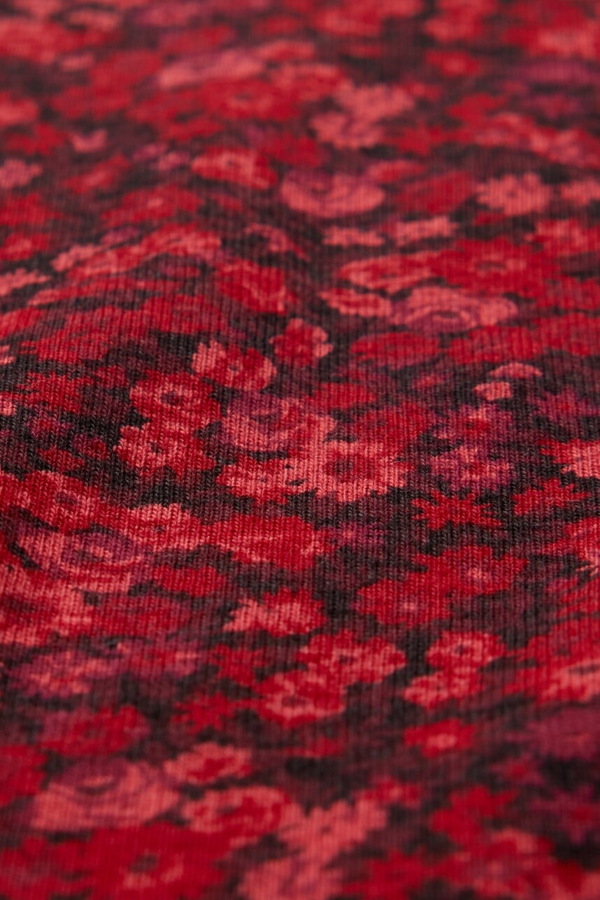 Remera Polera Niña Red Floral Print