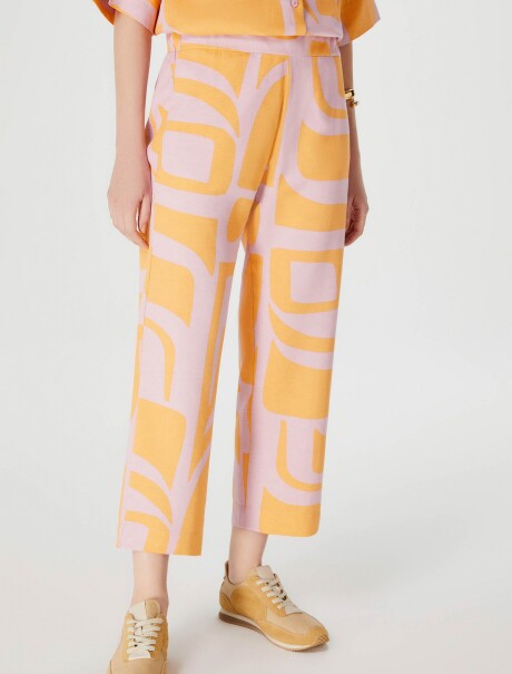 PANTALÓN ESTAMPADO CON CINTURA ELASTIZADA NARANJA