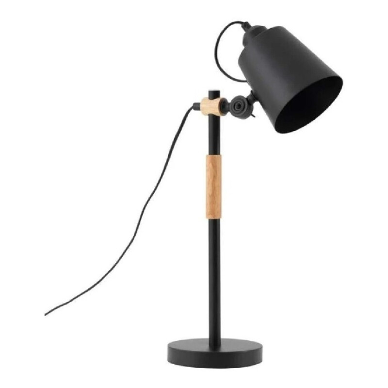 Pack X 2 Lampara Escritorio Portátil Nórdica Metal Y Madera Negro