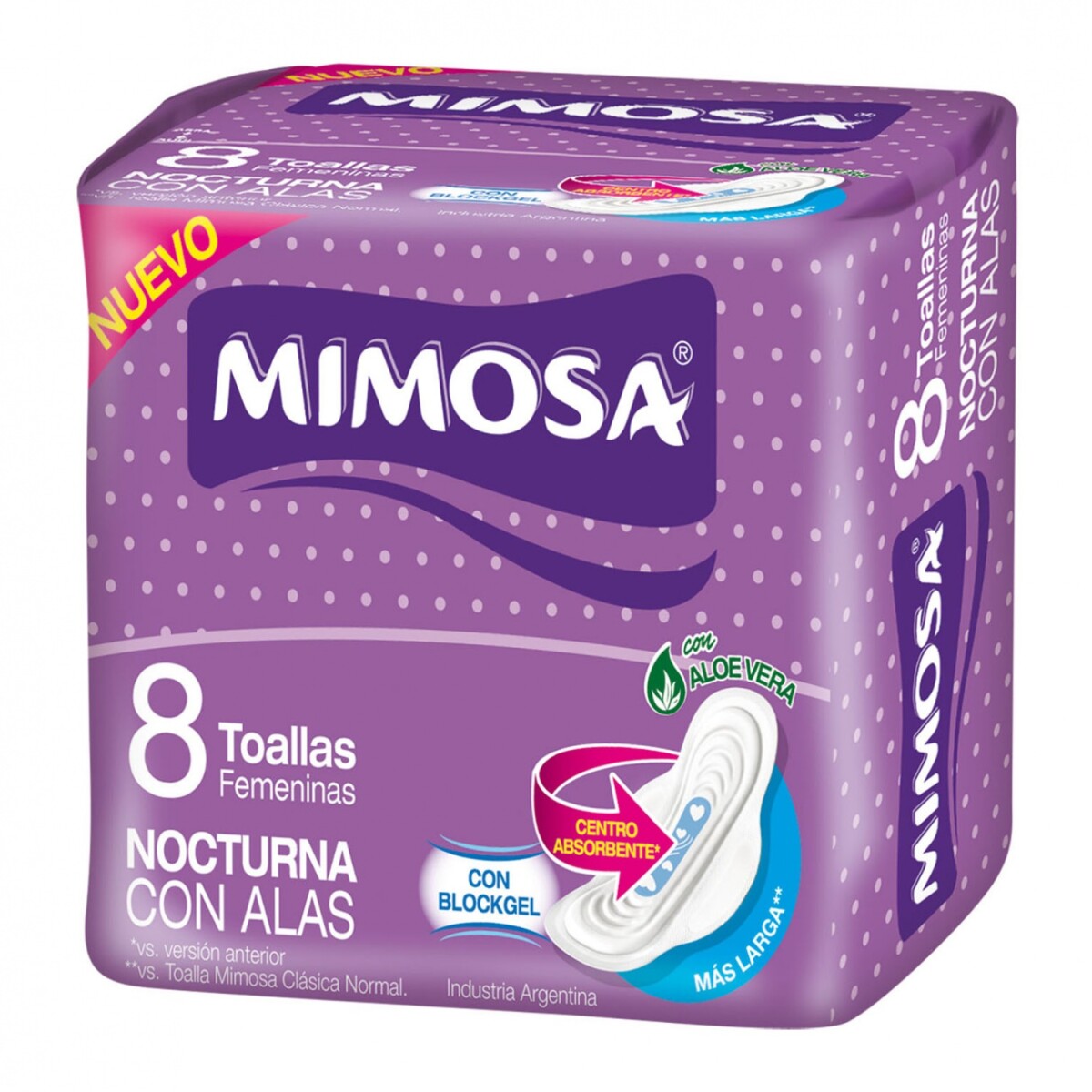 Toallitas Femeninas Mimosa Nocturna Con Alas 8 