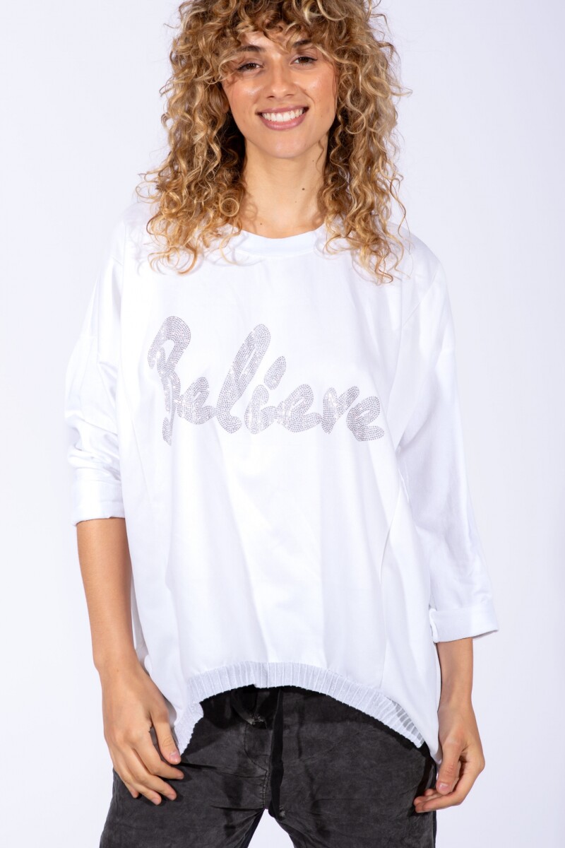 Sweater Believe - Blanco 