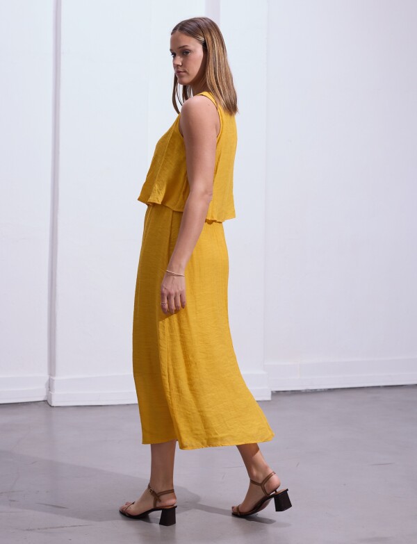 Vestido Maxi Detalle Crochet MOSTAZA