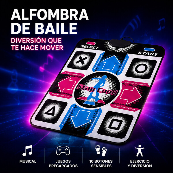 Alfombra De Baile Para Tv Pc Juego Precargado Musical Niños Color Negro