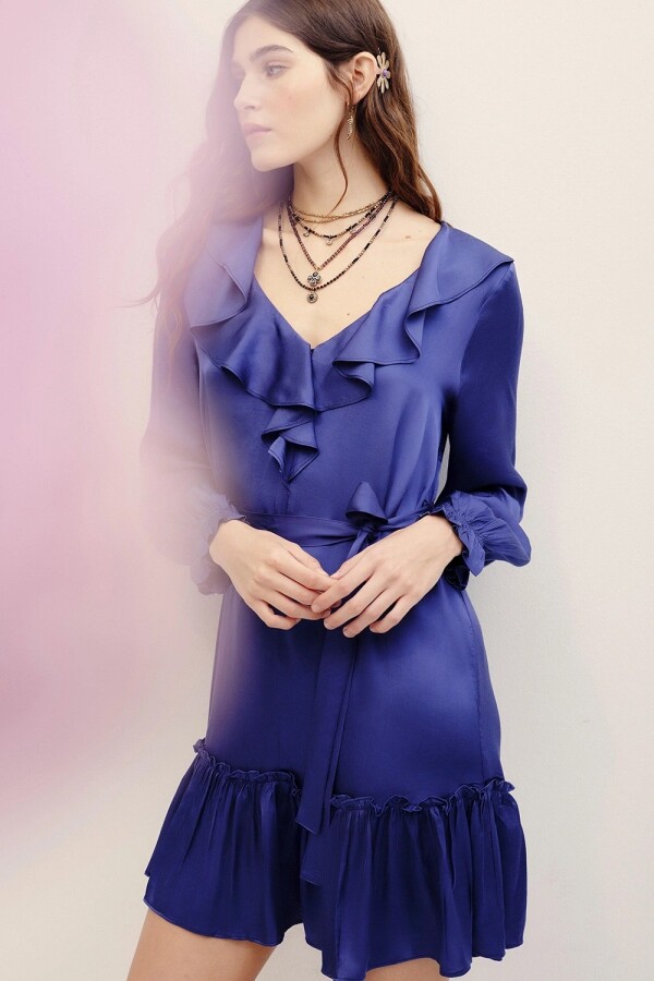 VESTIDO VOLADO PLAIN Azul