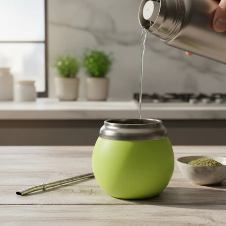 Mate Chico con Doble Pared en Acero Inoxidable 120Ml Comet Verde Malva