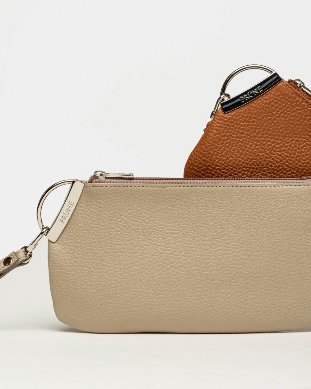 Porta cosmeticos Katy en cuero graneado Taupe