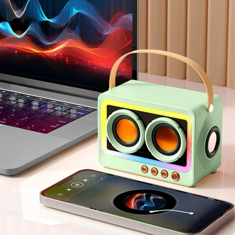 Parlante portátil Bluetooth con luces LED Verde