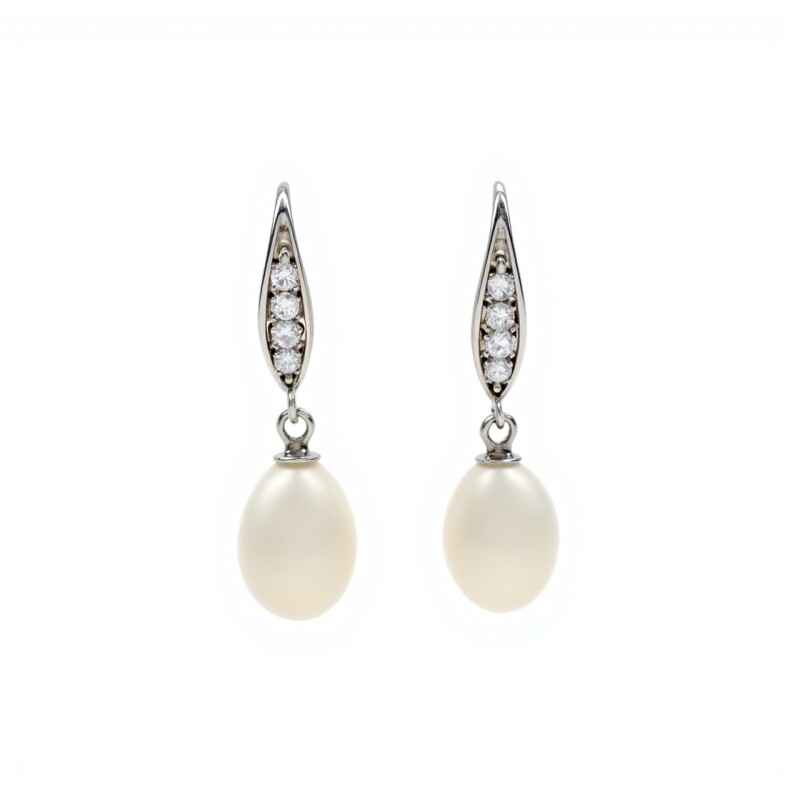 Caravanas Colgantes Perlas-Plata 925-Con Perla y Zirconia-CA3204 conperla