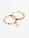 Sets Anillos Con Dijes Anillo Set Flor Nácar Con Strass. - Dorado