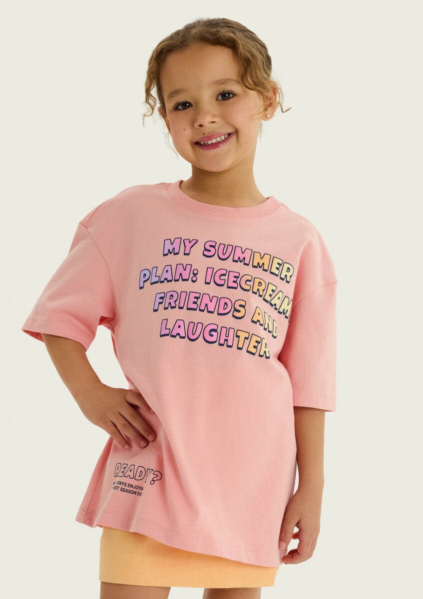 CAMISETA MANGA CORTA ESTAMPADA - ROSA 