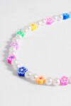 Collar perlas y flores multicolor