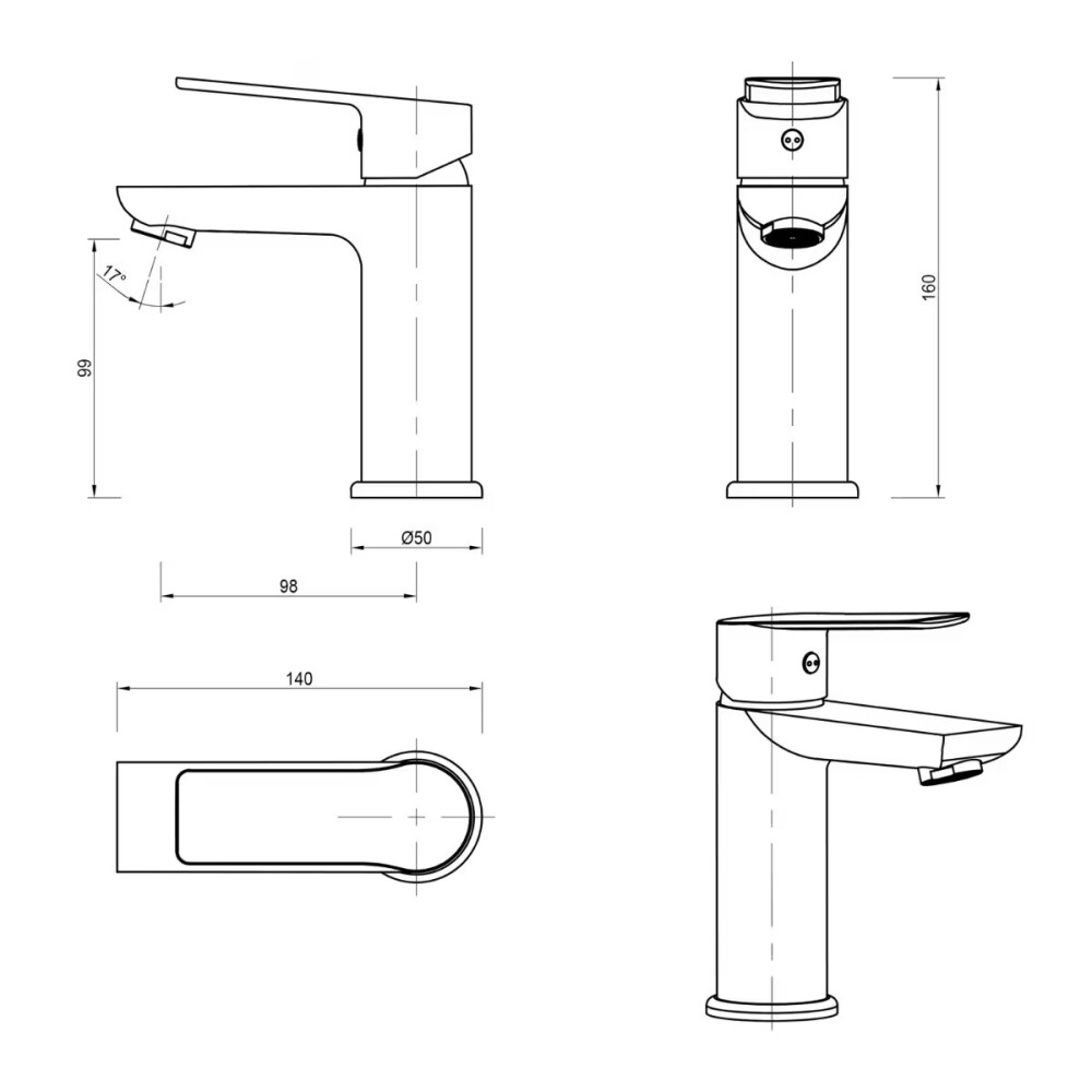 Grifería de lavatorio Monocomando de mesada Blaster Negro Mate Grifería De Lavatorio Monocomando De Mesada Blaster Negro Mate