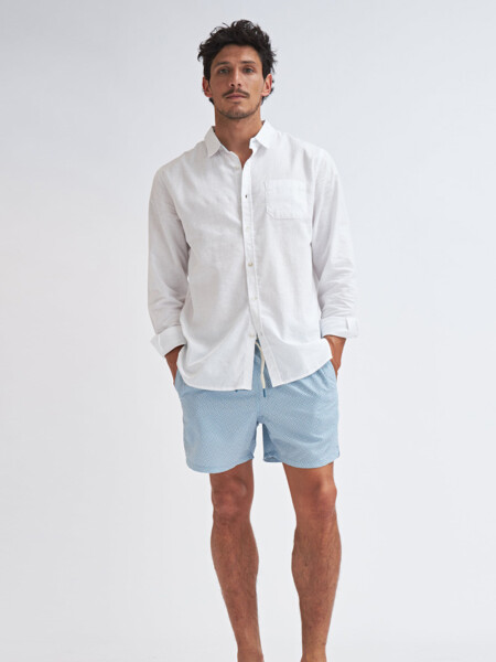 Short de baño Geométrico- Azul Piedra