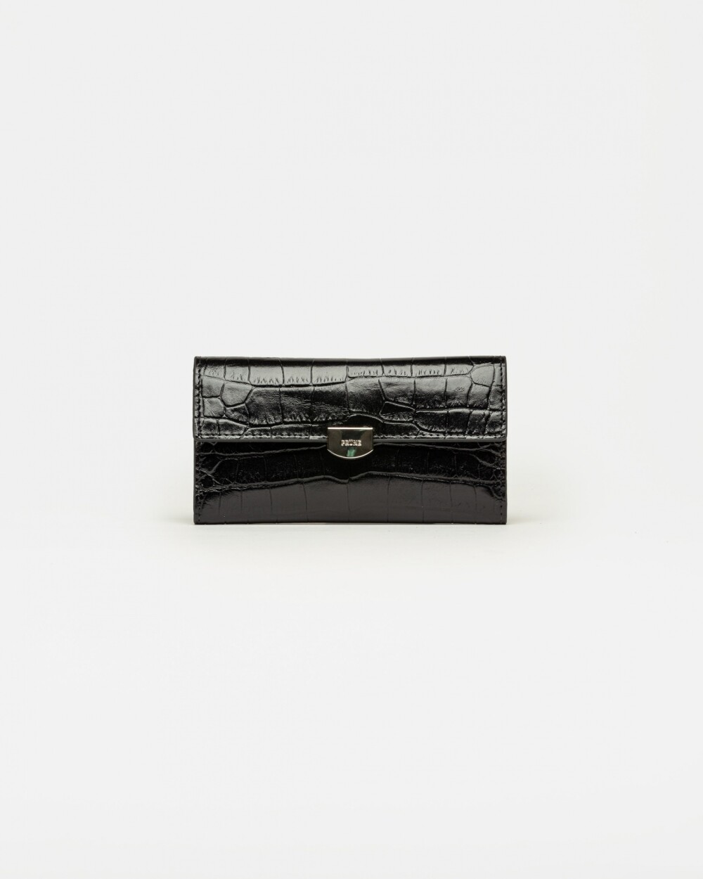 Billetera Dalia en cuero grabado croco satinado Negro