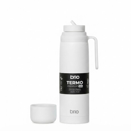 Termo brío premium 1 litro con pico cebador en acero inox Blanco
