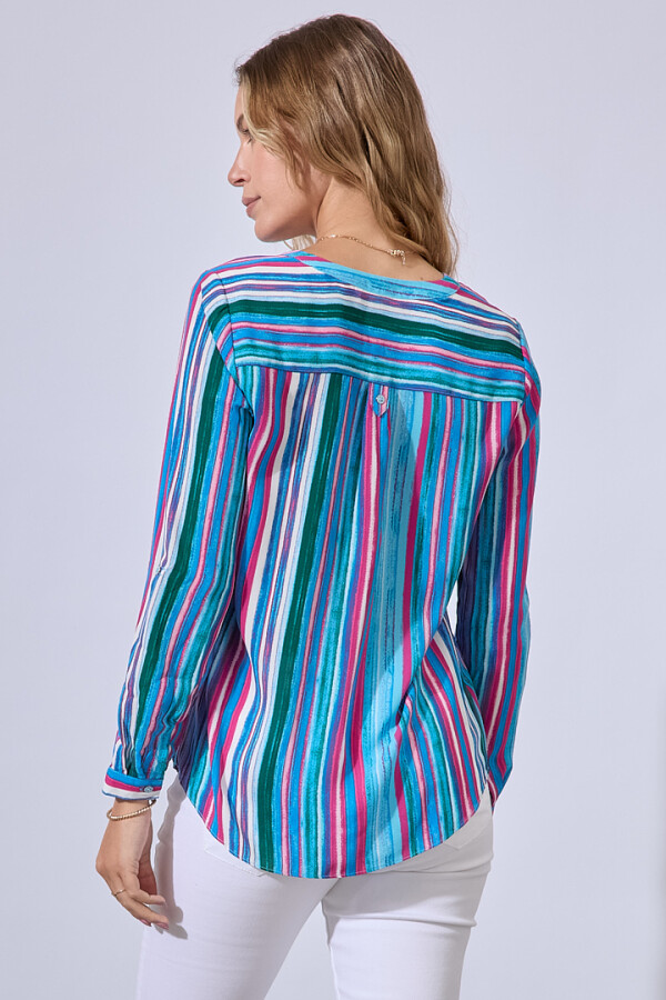 Blusa Botones Printed AZUL/MULTI