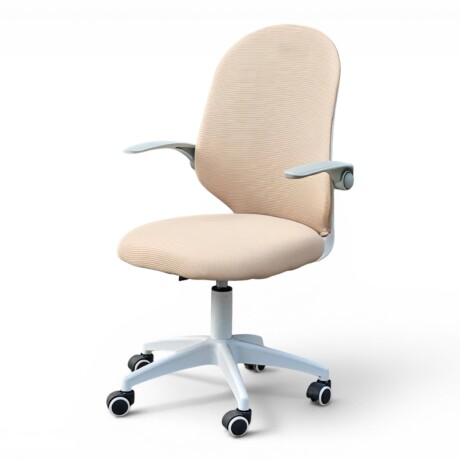 SILLA DE OFICINA ERGONÓMICA GIRATORIA CON RUEDAS ASIENTO REGULABLE BEIGE