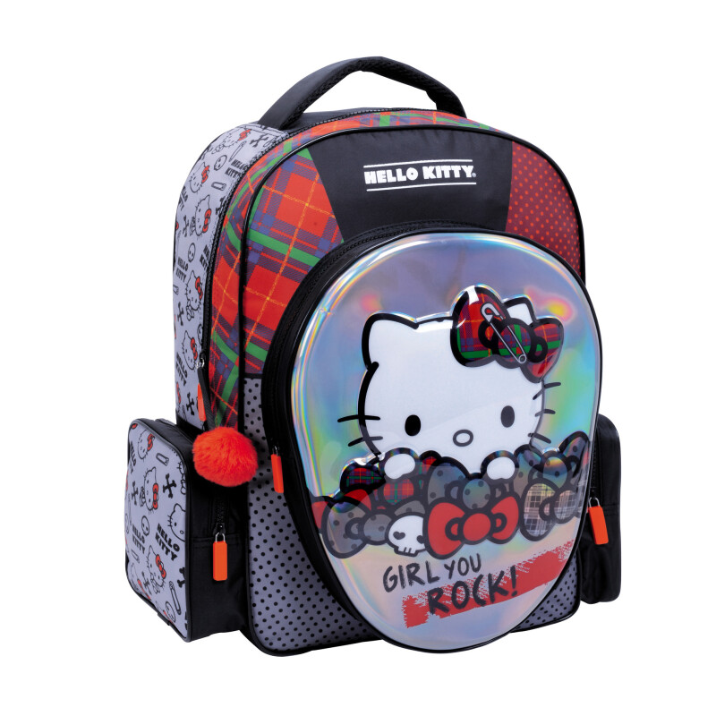 Mochila Hello Kitty Rock Negro - Gris - Rojo