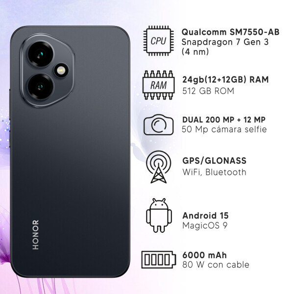Honor 400 24gb (12+12) De Ram/ 512gb 5g NEGRO