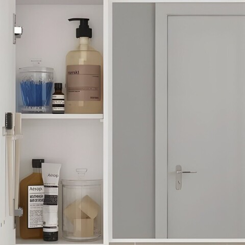 Mueble de Baño de Pie POP (56cm) | Set Bicolor Blanco/Carvalho con Espejo y Lavatorio Mueble de Baño de Pie POP (56cm) | Set Bicolor Blanco/Carvalho con Espejo y Lavatorio