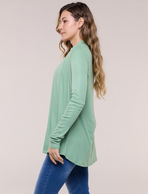 Cardigan De Punto Acanalado VERDE